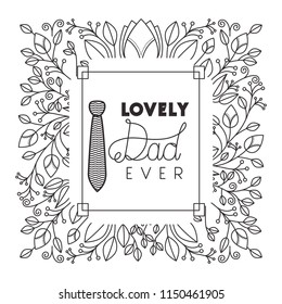 fathers day frame with leafs and elegant necktie