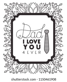 fathers day frame with leafs and elegant necktie
