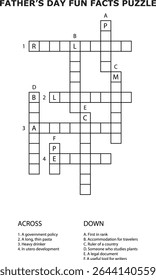 Dia dos Pais Divertidos Fatos Puzzle Grid Crossword Jogo vetor