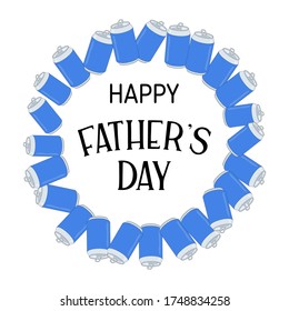 Vector de tarjetas divertidas del día del padre, la cerveza puede coronar con texto escrito a mano, aislado en fondo blanco