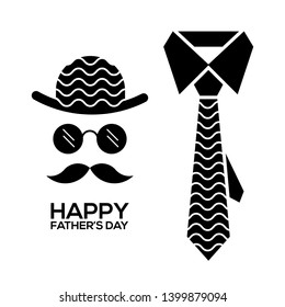 Fathers day gift greeting card banner poster with necktie,glasses,straw hat, mustache isolated on white background. Male tie. symbol of love dad. Vector illustration 