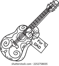 Fathers Day Gift Guitar Isolated Coloring Page