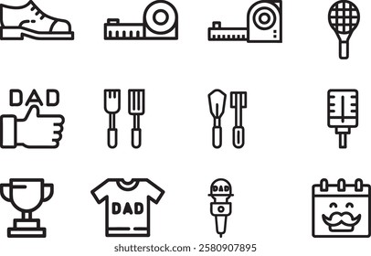 Fathers Day Gift Ideas Icons Set for Happy Fatherhood Celebration