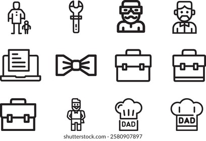 Fathers Day Gift Ideas Icons Set for Happy Fatherhood Celebration