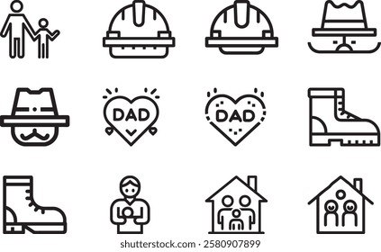 Fathers Day Gift Ideas Icons Set for Happy Fatherhood Celebration