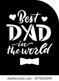 Fathers day gift ideas papercut card with quote Best dad in the world, bow tie, herarts. Ready file for cutting machine. Vector template for greeting card. 