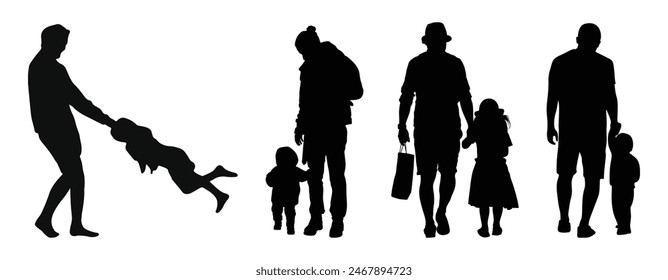 Father's Day gift. Father's Day Silhouette vector. Father's Day Silhouette vector. Father's Day vector illustration.