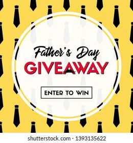 Father's day giveaway. Vector banner template for social media. Enter to win