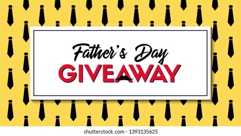 Father's Day giveaway vector banner with neckties yellow pattern