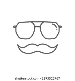 father's day glasses and mustache line art symbol icon