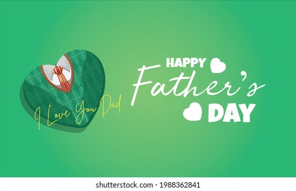 Father's Day Green Card Vector Illustration