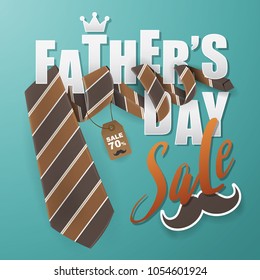 Father's Day Greeting Card Background Design with Necktie. Vector illustration