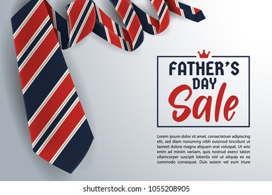 Father's Day Greeting Card Background Design with Necktie. Vector illustration