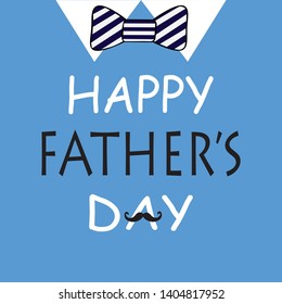 Father's day greeting card with blue shirt background and butterfly tie