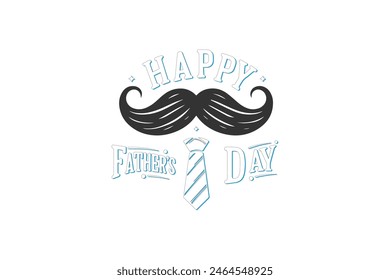  Father's Day greeting card in blue tones with plaid men's tie,  Fathers Day vector illustration for banner, fashion ads, poster, vector graphics,typography