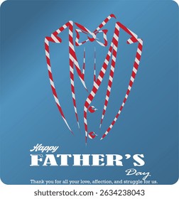 Father's Day greeting card with blue background. Vector illustration for cover, poster, banner, flyer and social media.