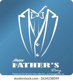 Father's Day greeting card with blue background. Vector illustration for cover, poster, banner, flyer and social media.