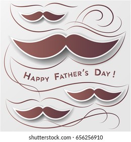 Father's Day greeting card with brown paper whiskers and curl

