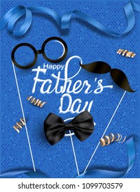 Father's Day greeting card with carnival sticks and serpentine. Vector illustration