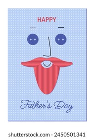 Father's Day greeting card in children's applique style with mustache and beard.