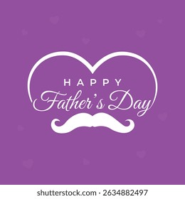 Fathers Day Greeting Card Design with Heart and Mustache