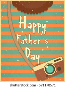 Fathers Day Greeting Card. Flat Design. Retro Style. Man Hipster Clothing. Vector Illustration