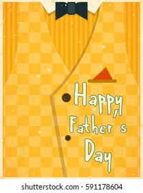 Fathers Day Greeting Card. Flat Design. Retro Style. Man Hipster. Vector Illustration