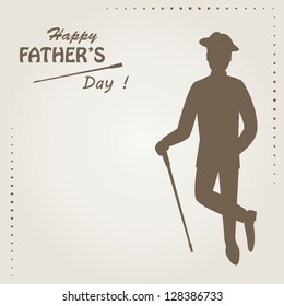 Father's day greeting card. Hand drawing illustration of  silhouette man with stick