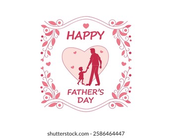 Father's Day Greeting Card with Heart Shape, Love Message, and Elegant Design for Dad