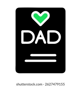 Father's day greeting card illustration with heart symbol on black background
