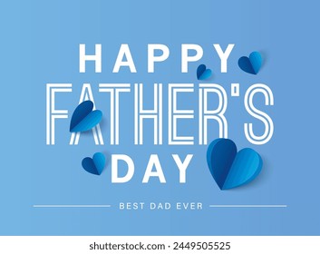 Father's Day greeting card in modern paper cut style. Vector illustration for cover, poster, banner, flyer and social media.