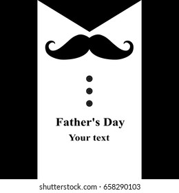 Father's Day. Greeting card with a mustache for Father's Day. Vector illustration.