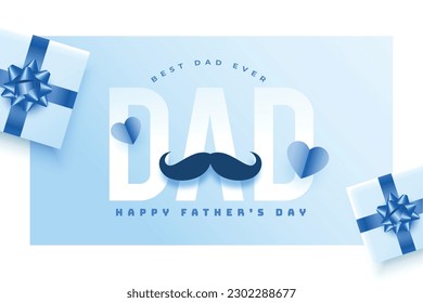 father's day greeting card with realistic giftbox and mustache design vector 