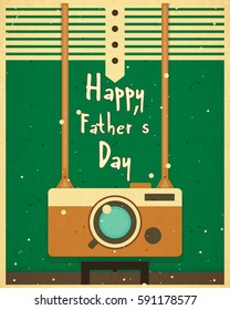 Fathers Day Greeting Card. Retro Style. Man Hipster Clothing. Vector Illustration