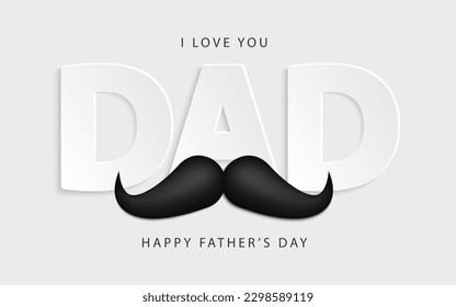 Father's Day greeting card template with moustache. Father's Day poster or banner design. Vector illustration