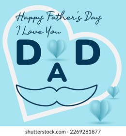 father's day greeting card with text, illustration i love you dad