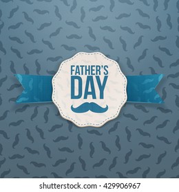 Fathers Day greeting Emblem with Ribbon and Text