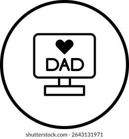 Father's day greeting with love: Minimalistic computer screen design for dads
