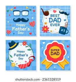 Father's day greetings message vector template design.