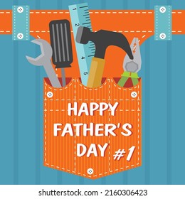 Father's day gretting card design with tools on the pants