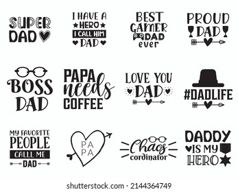 Fathers day hand lettering vector set