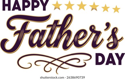 Father's day handwritten lettering text, isolated on white background. Vector celebration sign for postcard, greeting cards, poster, banner, sticker. Season greetings.