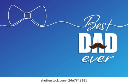 Father's Day. Handwritten text on a blue background with a tie close up. Vector illustration.