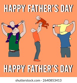 Father's Day Happy Father's Day. Father and son, vector, icon line art design a man holding a child on his shoulders.