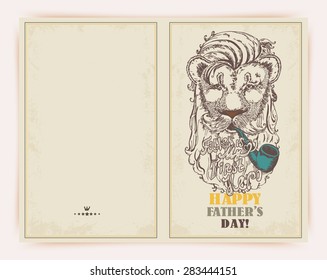 Fathers day hipster greeting card with stylish text 'Father is my first Hero'.