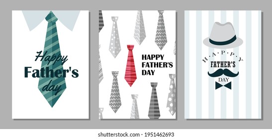 Fathers Day Holiday Cards Set Typography Fathers Day Celebration Can be used as greeting card, template, label, background.