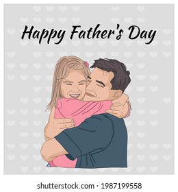 Father's Day, holiday. Cartoon family illustration for postcard. 