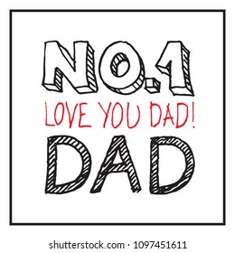 Fathers day holiday vector typography lettering sketch and doodle art card set