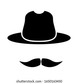Father's Day icon with a cowboy hat and mustache design vector illustration