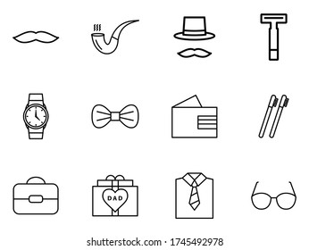 Father's Day icon set outline style for your design